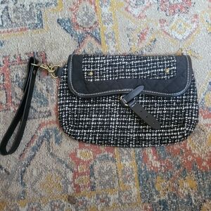 Gap Black And White Tweed Wristlet